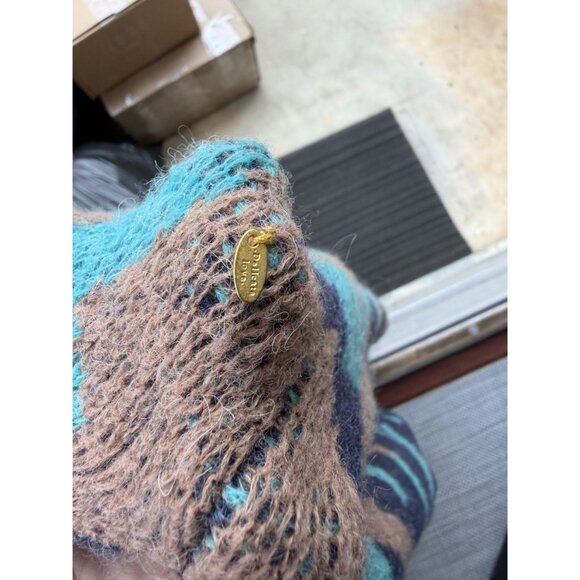 Delicate Love Long Cardigan Geometric Wool Yak Open Front Sweater - Picture 4 of 4